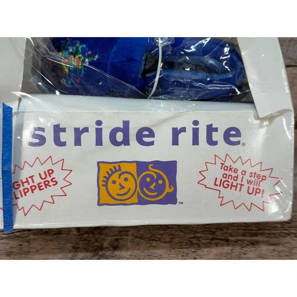 Vintage Twinkle Lites Light Up‎ Slippers Blue Christmas Size 7-8 Kids